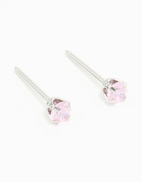 Surgical Stainless Steel 3MM Pink Cubic Zirconia Piercing Stud - link has visual effect only