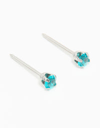 Surgical Stainless Steel Aqua Blue 3MM Cubic Zirconia Piercing Stud - link has visual effect only