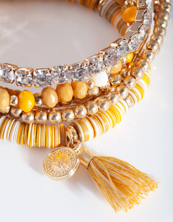 Gold Yellow Friendship Bracelet 10 9-Pack