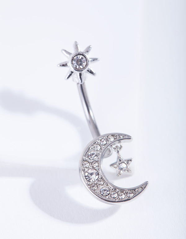 Titanium Moon Star Belly Bar