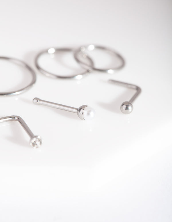 Surgical Steel Multi Twist Nose Ring 6-Pack