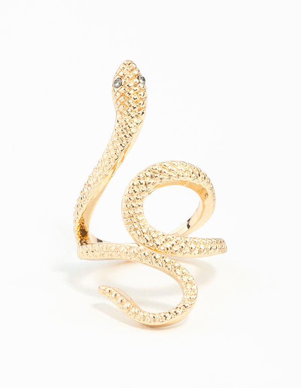Gold Etched Snake Ring