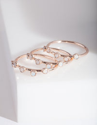Rose Gold Synthetic Opal Pattern Ring Stack - link has visual effect only