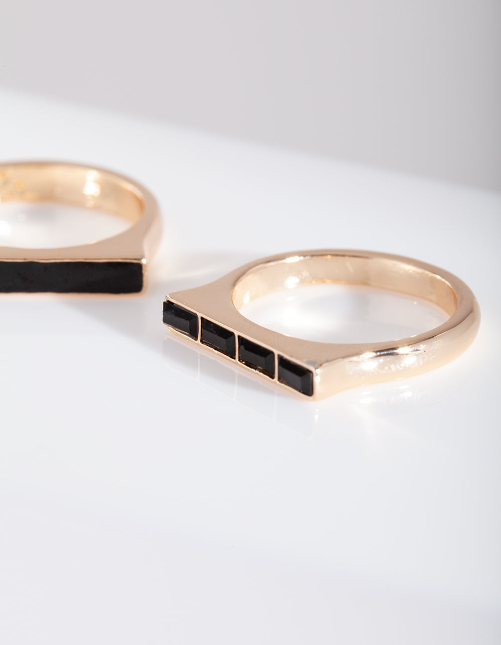 Black Enamel Gold Rings Pack