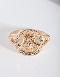Gold Bee Coin Ring - link has visual effect only