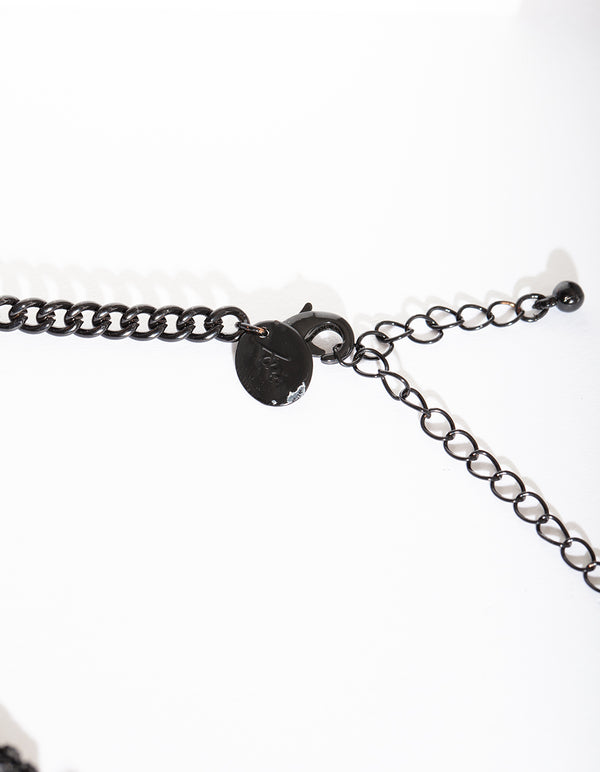 Black Multi Floral Gem Necklace