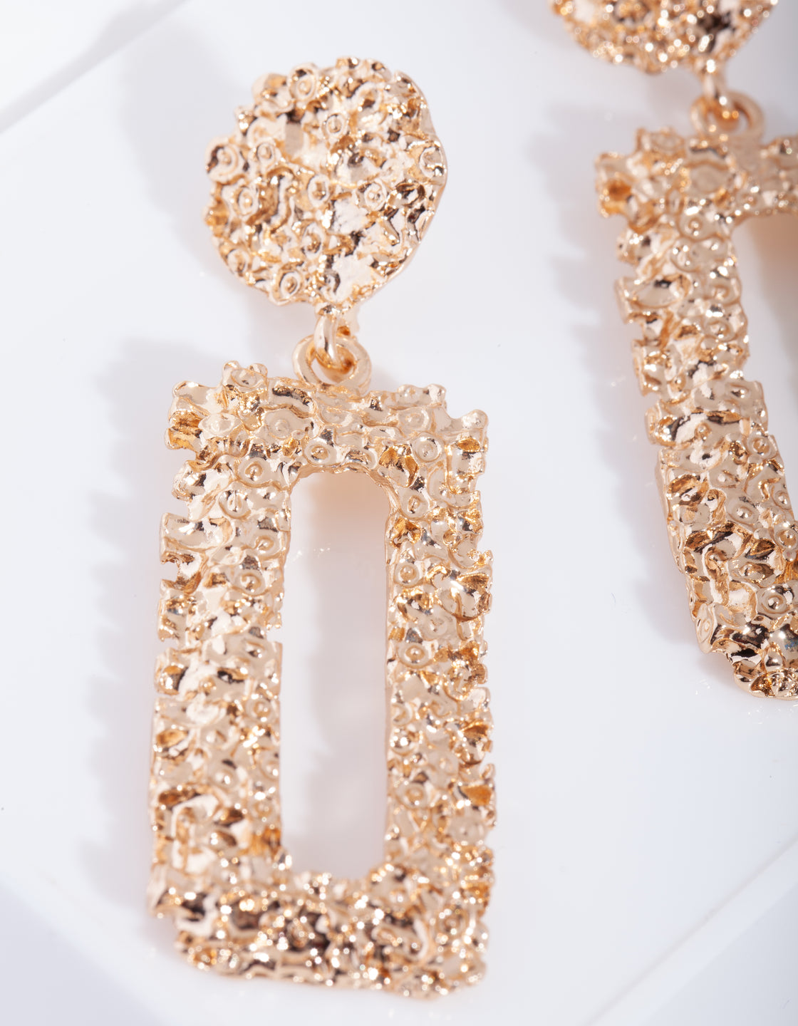 Textured Small Rectangular Earrings