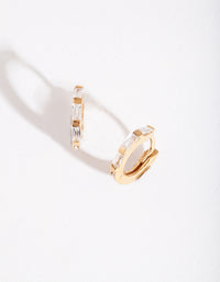Gold Plated Sterling Silver Gem Huggie Earrings - link has visual effect only