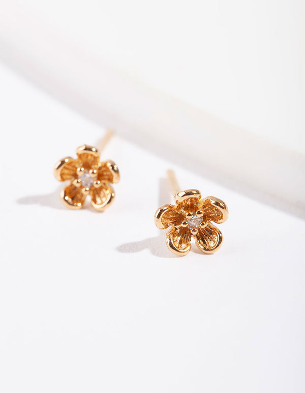 Gold Plated Sterling Silver Daisy Stud Earrings