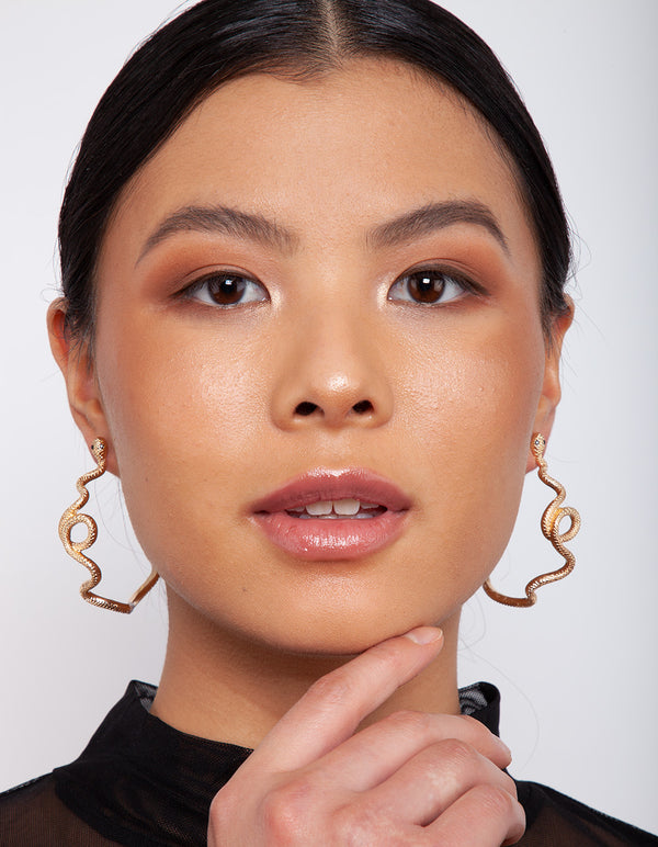 Gold Snake Hoop Earrings