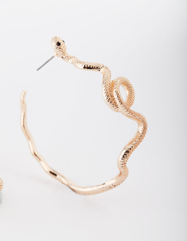 Gold Snake Hoop Earrings