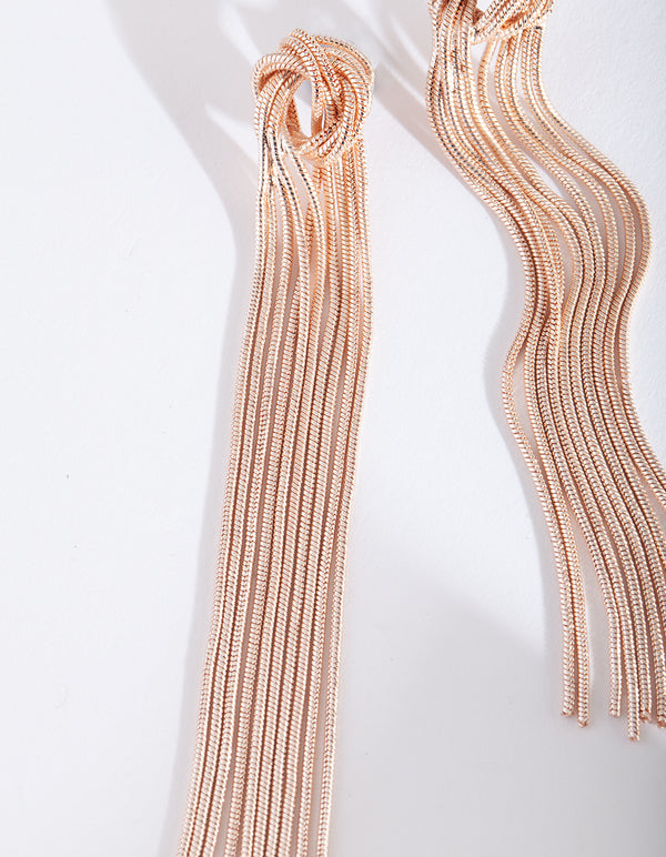 Rose Gold Metal Knot Drop Earrings