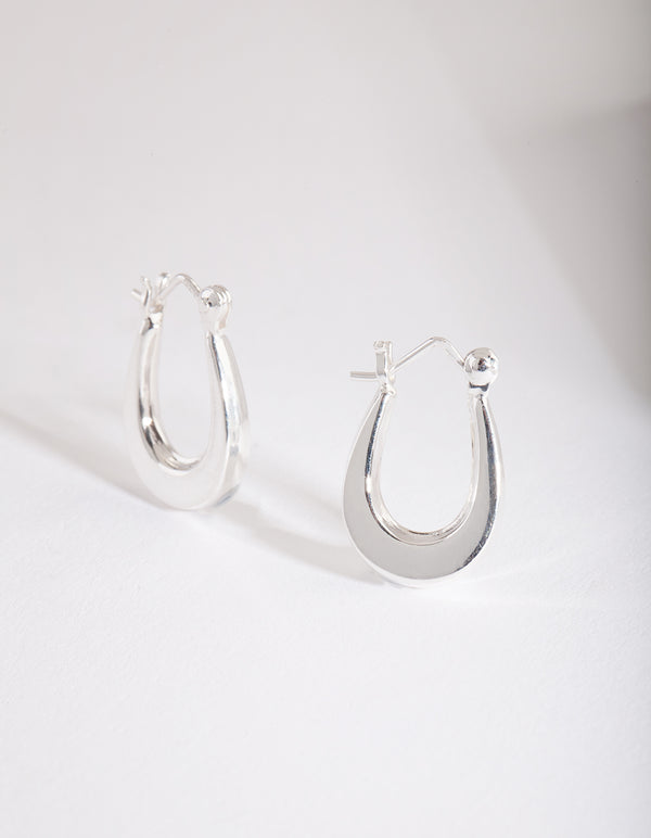 Sterling Silver Chubby Mini Oval Hoop Earrings