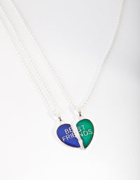 Kids Silver Mood Heart BFF Necklace Pack - link has visual effect only