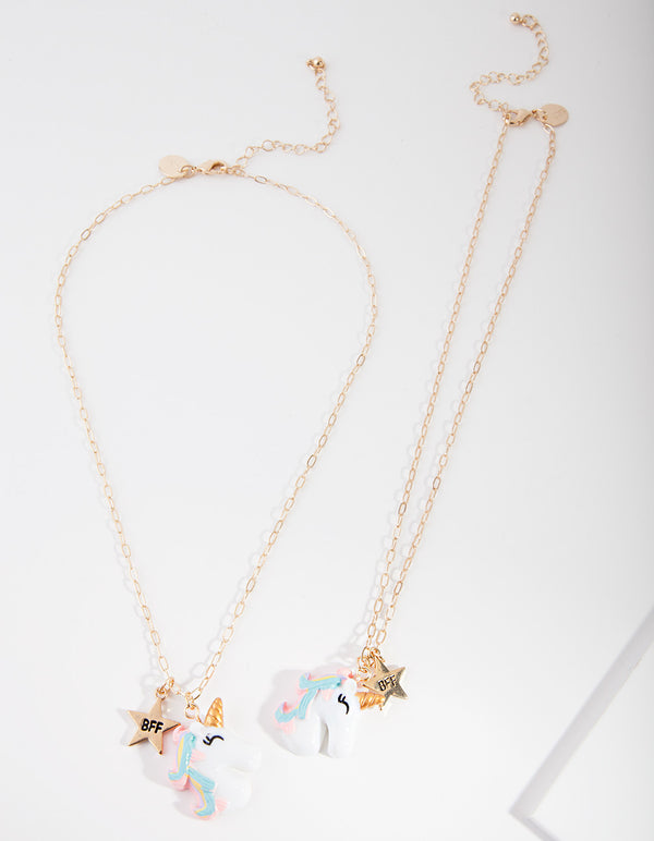 Kids Gold Unicorn BFF Necklace