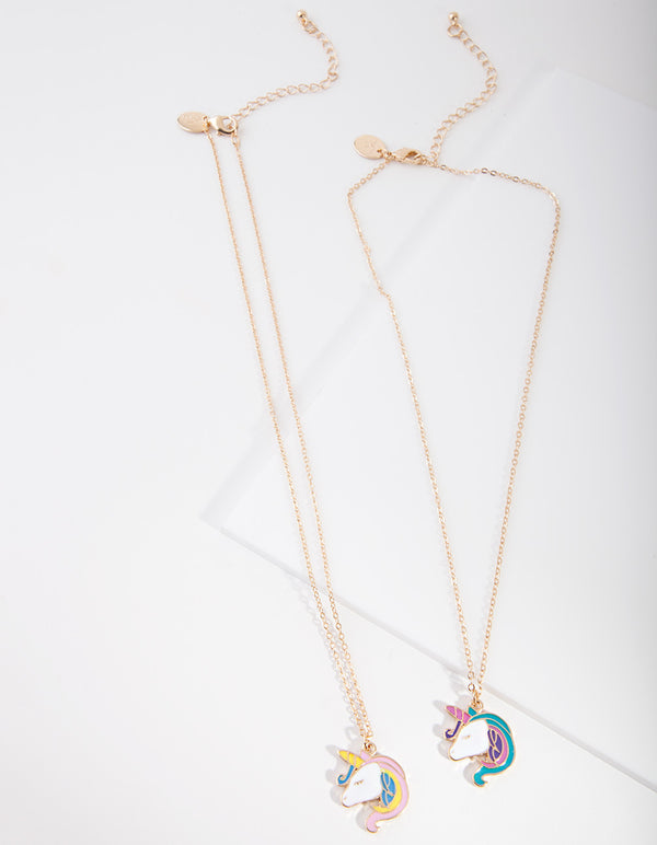 Kids Gold Unicorn Head Best Friend Necklace