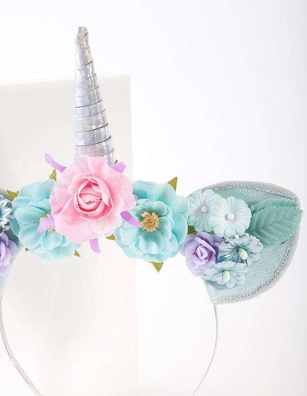 Kids Fabric Flower Unicorn Headband