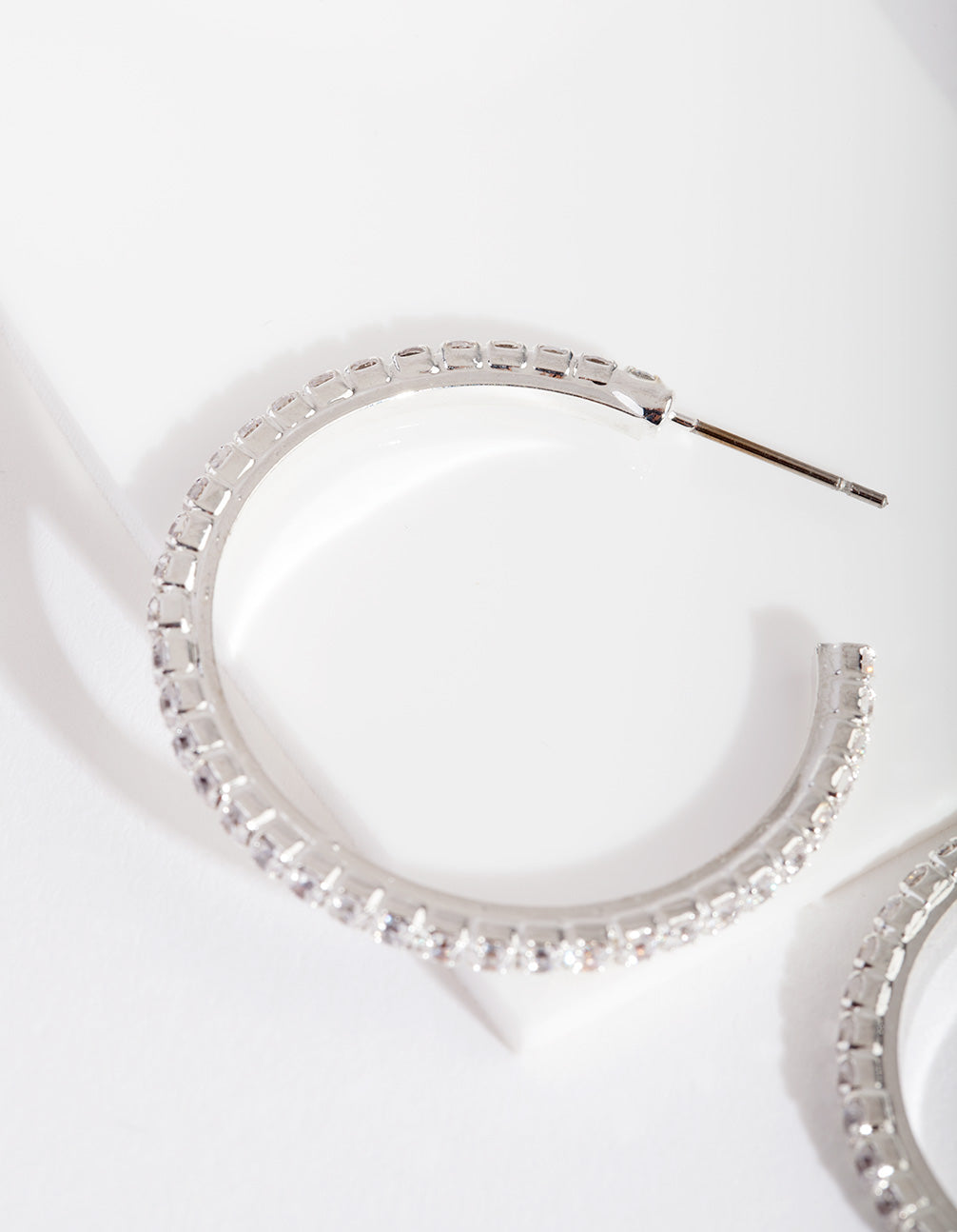 Silver Cubic Zirconia 3mm Hoop Earrings