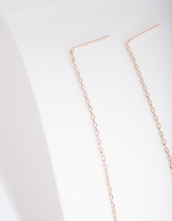Rose Gold Cubic Zirconia Teardrop Chain Earrings