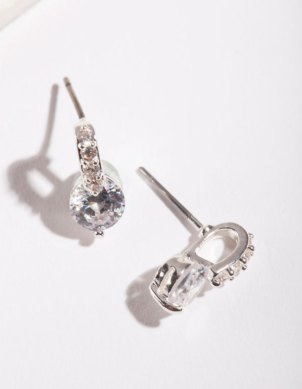 Silver Cubic Zirconia Mini Vintage Earrings