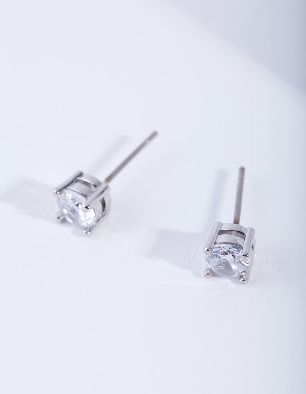 Cubic Zirconia Round Stud Earrings