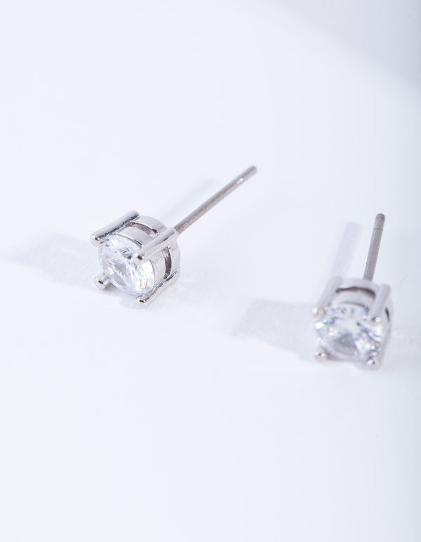 Cubic Zirconia Round Stud Earrings