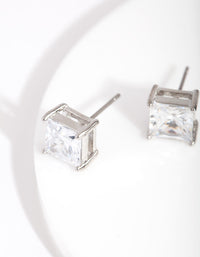 Silver Cubic Zirconia 7mm Square Stud Earrings - link has visual effect only