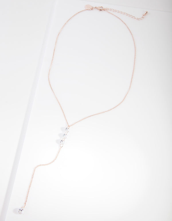Rose Gold Cubic Zirconia Drop Necklace