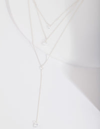 Silver Cubic Zirconia Multi Row Y Necklace - link has visual effect only