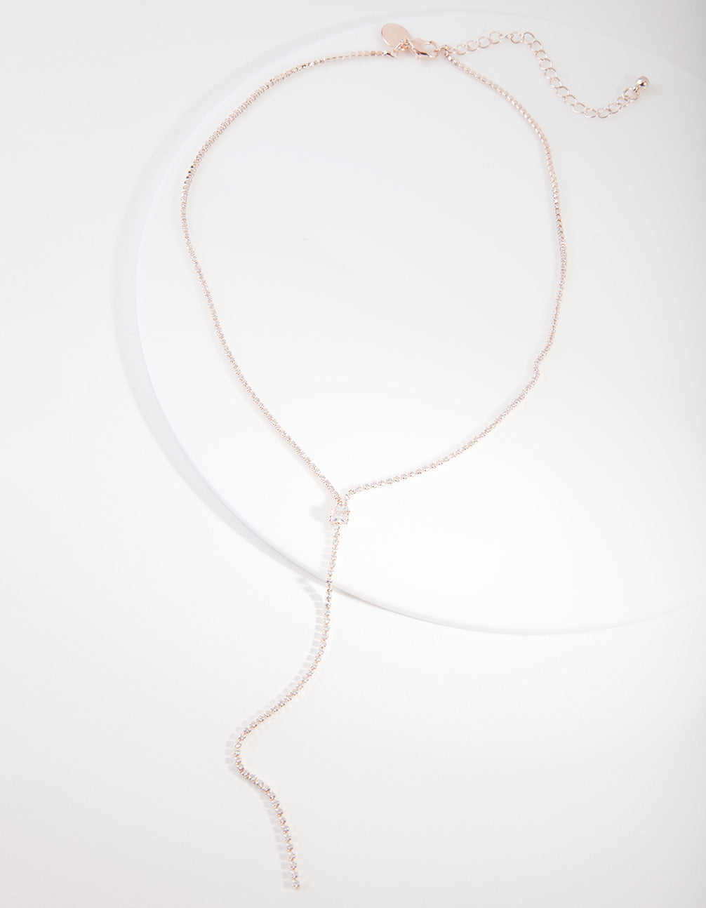 Rose Gold Cubic Zirconia Y Necklace
