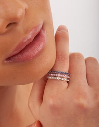 Rose Gold Mixed Diamante Ring Stack - link has visual effect only