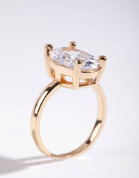 Gold Oval Cubic Zirconia Engagement Ring - link has visual effect only