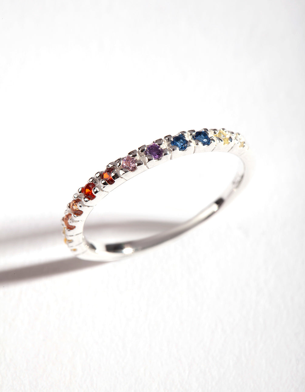 Sterling Silver Rainbow Diamond Ring