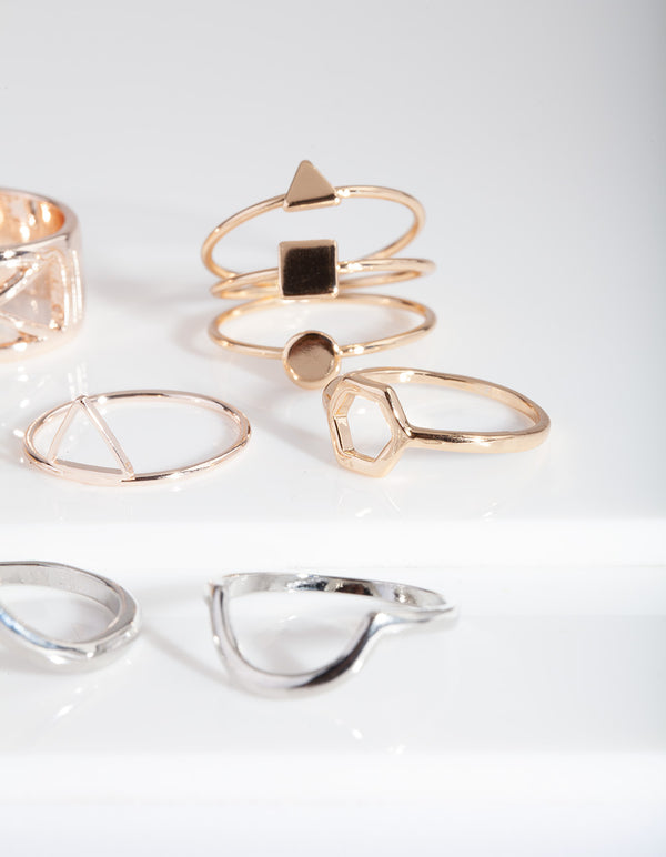 Mixed Metal Shape Cut-Out Ring 8-Pack