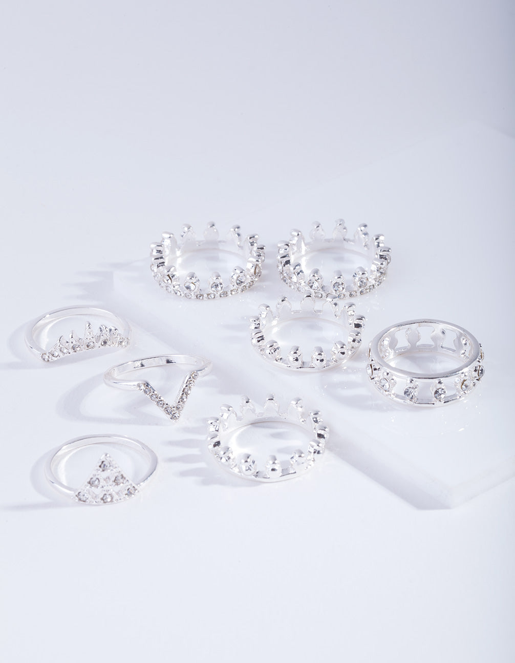 Silver Royal Diamante Ring 8-Pack