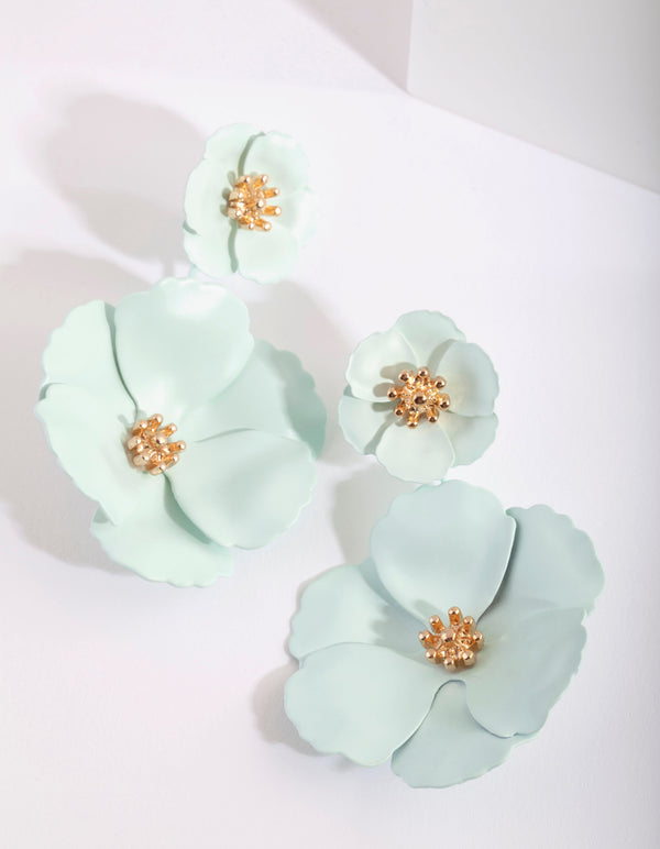 Blue Flower Wrap Earrings