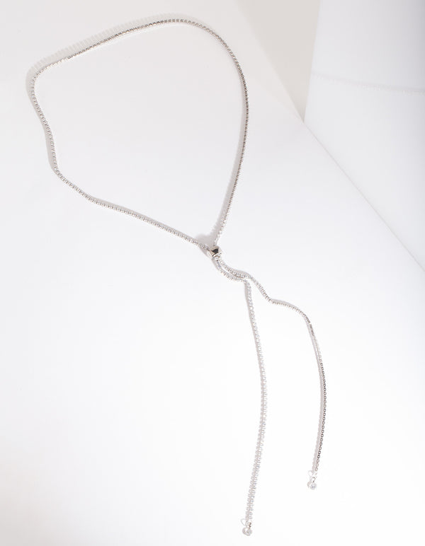 Silver Cubic Zirconia Lariat Necklace