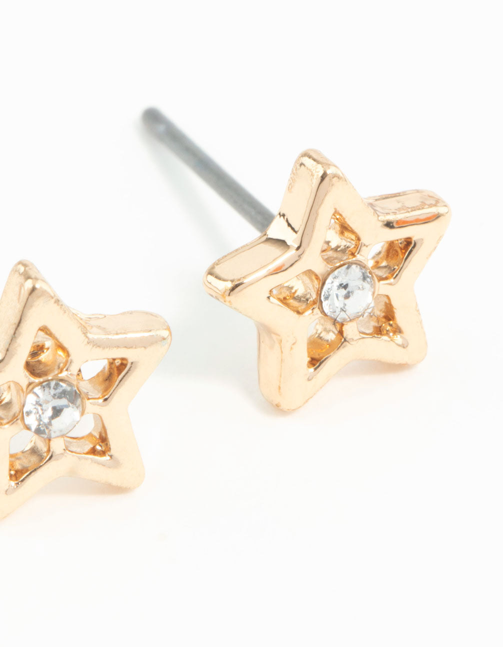 Gold Star Diamante Stud Earrings