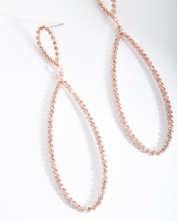 Rose Gold Large Diamante Teardrop Earrings