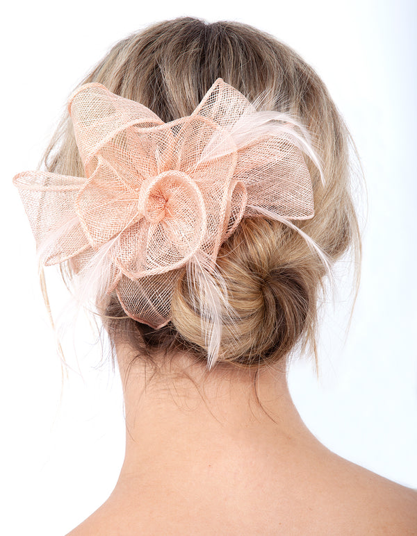 Blush Flower Feather Hair Comb