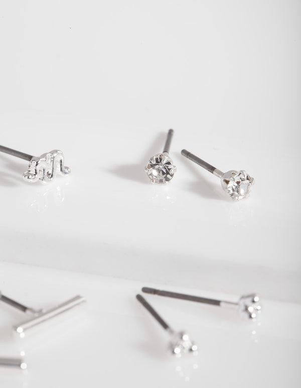 Silver Micro Snake Earring 5-Pack