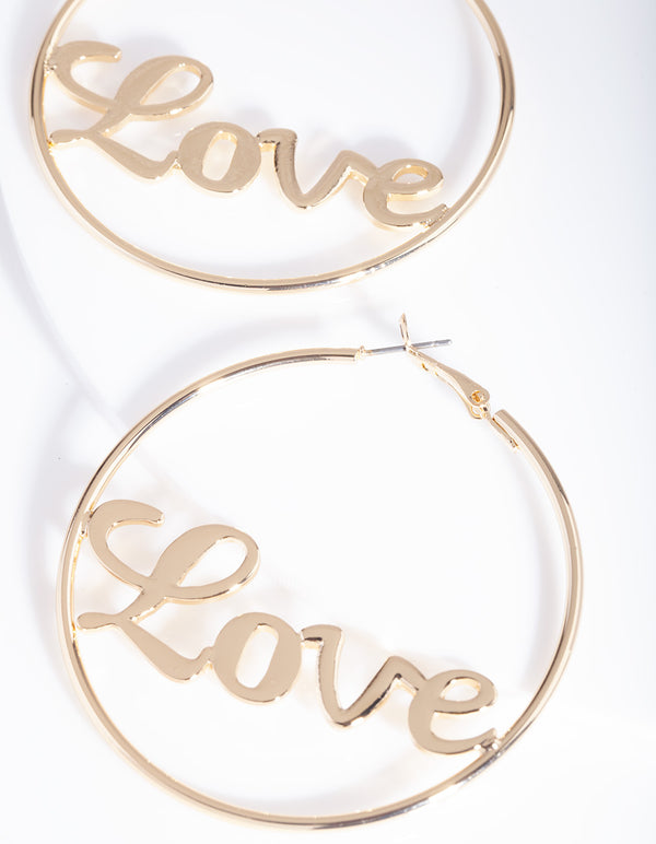 Gold Love Hoop Earrings