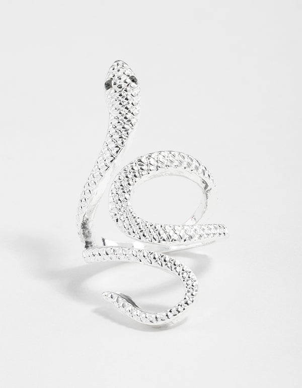 Silver Etched Snake Ring