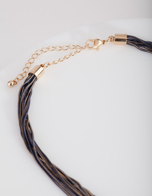 Blue Gold Knot Chain Necklace