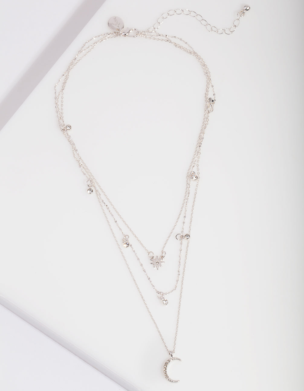 Silver Celestial Diamante Layered Necklace
