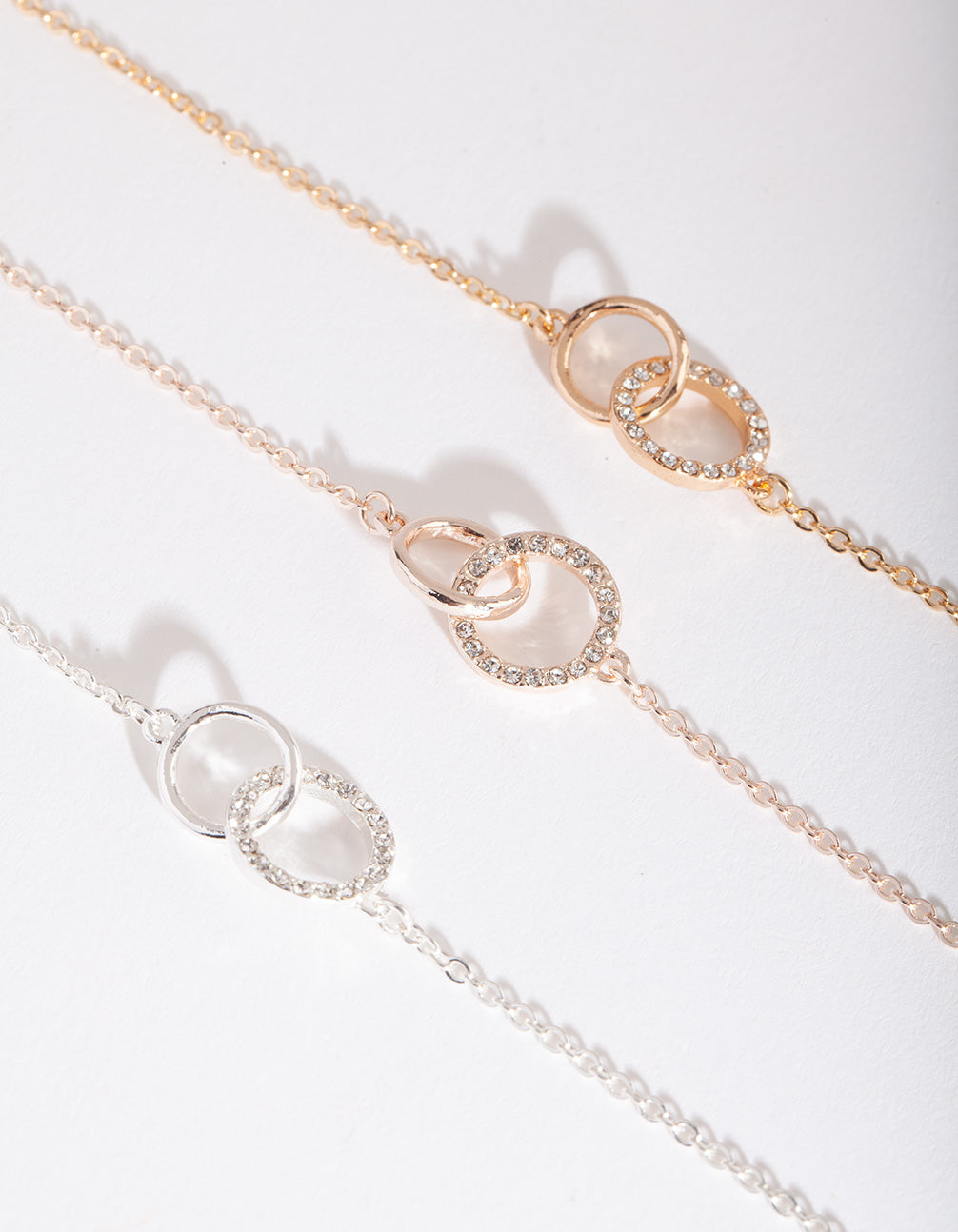 Mixed Metal Linked Circle Bracelet Pack