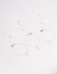 Shiny Silver Celestial Themed Bracelet or Anklet Pack - link has visual effect only