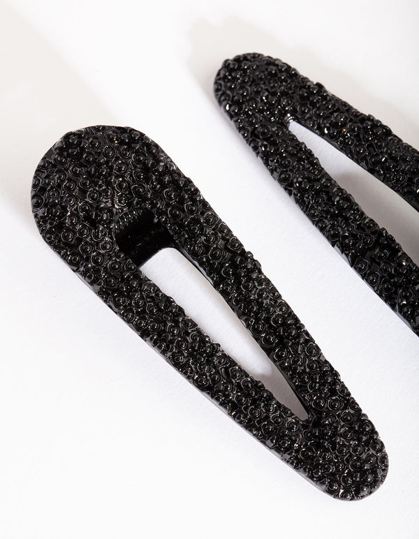 Black Textured Hair Clip Pack