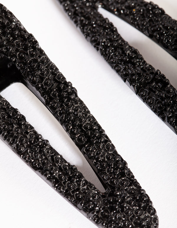 Black Textured Hair Clip Pack