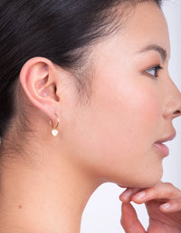 Gold Plated Sterling Silver Mini Heart Hoop Earring - link has visual effect only